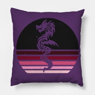 Medieval Dragon Gothic Sunset Pillow