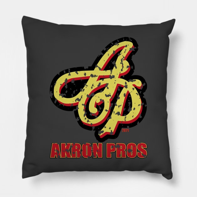 Vintage Akron Pros (Red & Gold) Pillow by 7071