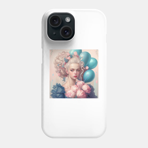 Marie Antoinette and the Blue Balloons Phone Case by KimTurner