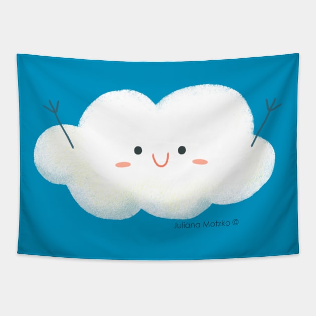 Happy Hug Cloud Tapestry by julianamotzko