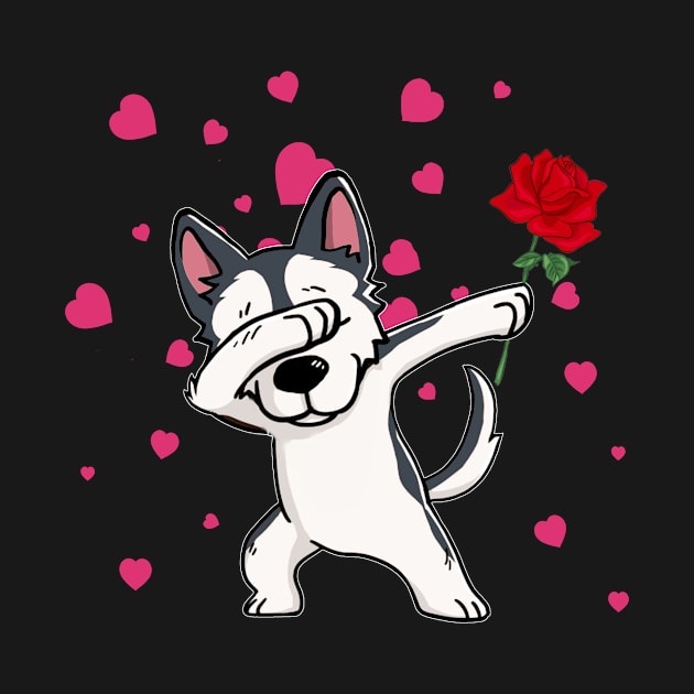 Funny Dabbing Husky Valentine_s Day T-shirt by Elsie