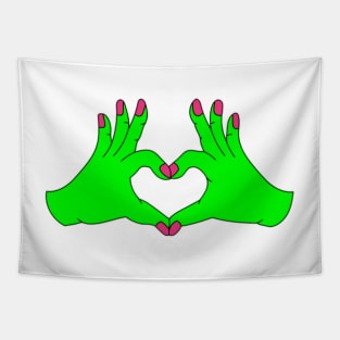 Hand Heart Alien Tapestry