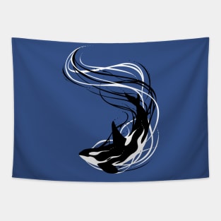 Fantasy killer whale waves Tapestry