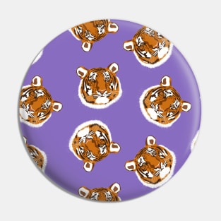 Tiger Big Cat Pattern on Purple Background Pin