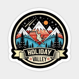 Retro Holiday Valley Ski Magnet