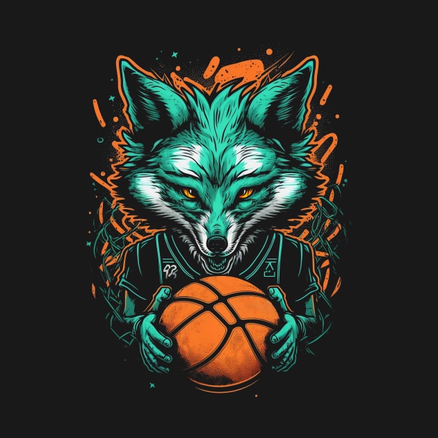 Neon Fox Basketball Player Retro 80s Ball Sports by Cheesybee