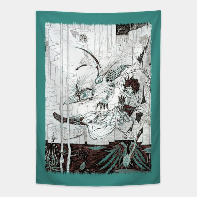 King Arthur - The Questing Beast / Le Morte D'Arthur Tapestry by The Blue Box