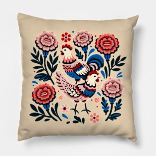 Chickens and Marigolds Pillow