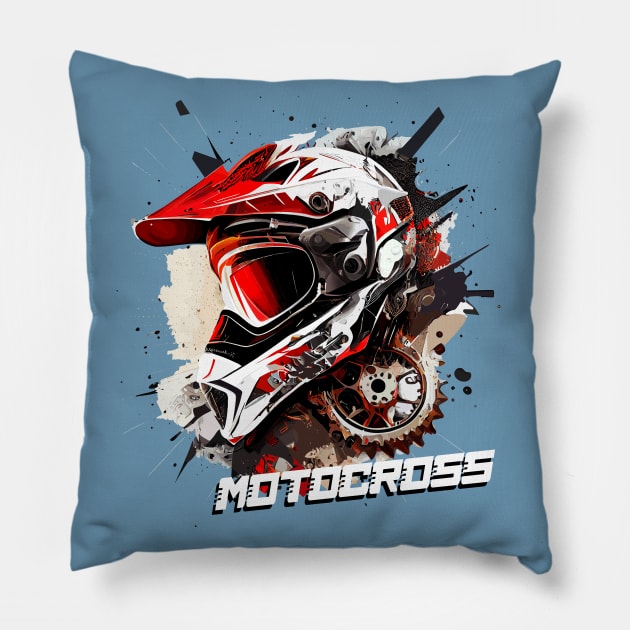 Motocross Dirt Bike Rider Pillow by Etopix