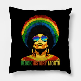 Black History Month Woman Colorful Hair Pillow