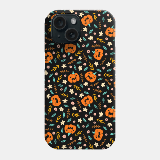 Cute Pumpkins and Flowers Phone Case