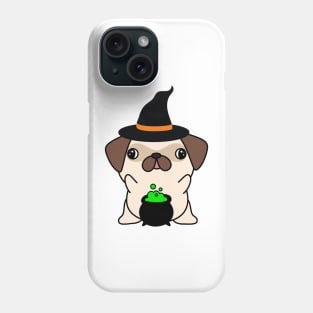 Cute pug dog is a witch Phone Case