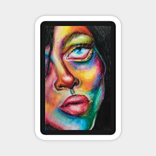 Portrait multicolor girl pastel Magnet