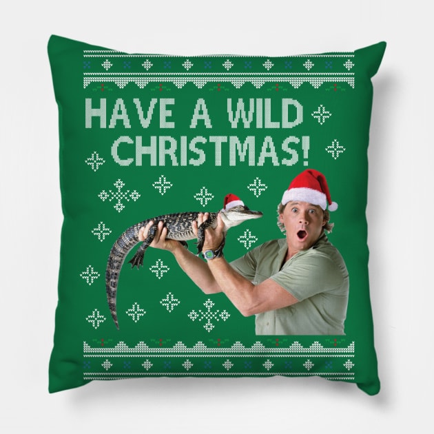 Steve Irwin Have A Wild Christmas Pillow by Nova5