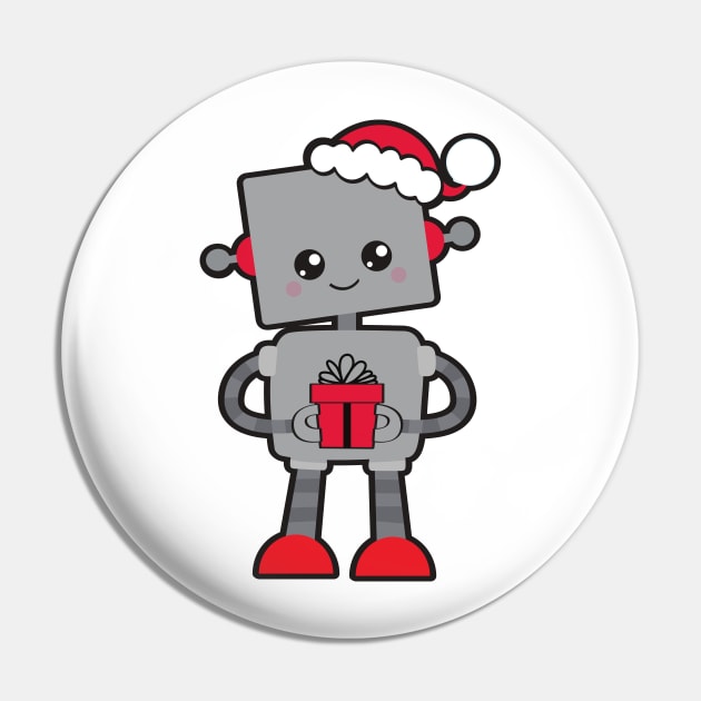 Christmas Robot, Cute Robot, Santa Hat, Gifts Pin by Jelena Dunčević