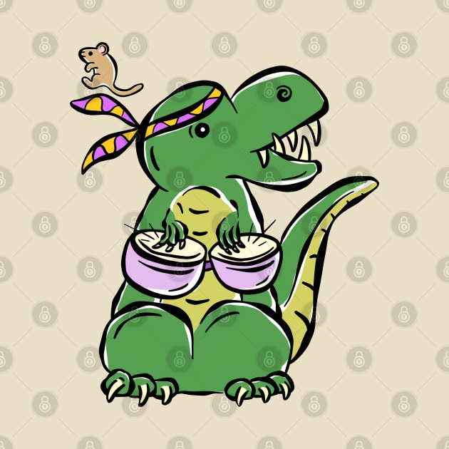 Bongo Player Tyrannosaurus Dinosaur Dino Cartoon Cute Character by Squeeb Creative