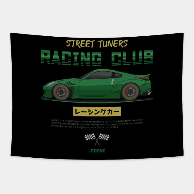 Midnight Racer Green 350 Z JDM Tapestry by GoldenTuners