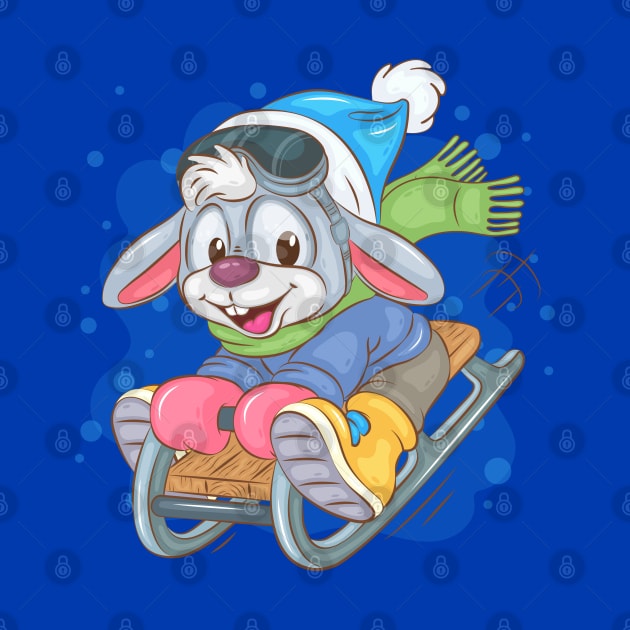 Happy Bunny sledding by Genbu