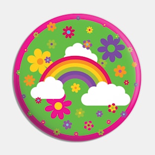 Super Bright Rainbow and Flowers Pin