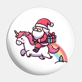 cute Santa ride Unicorn Pin