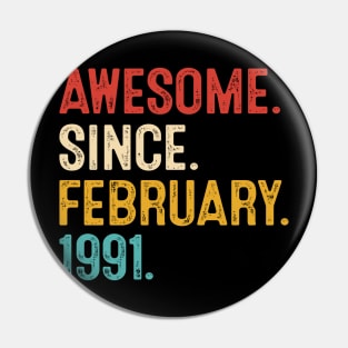 vintage february 1991 birthday Pin