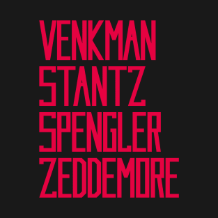 Venkman, Stantz, Spengler, Zeddemore Name Badges (Ghostbusters) T-Shirt