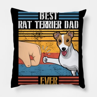 Rat Terrier Dog And Daddy Hand To Hand Best Rat Terrier Dad Ever Dog Father Parent July 4th Day Pillow