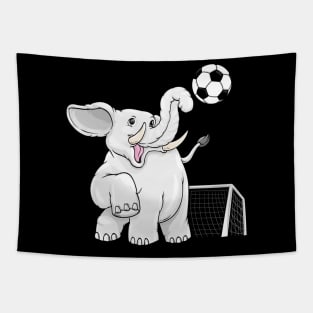 Funny elephant is playing soccer Tapestry