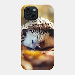 Hedgehog on autumn leaves Phone Case