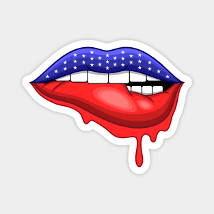 American Flag Biting Lips Magnet