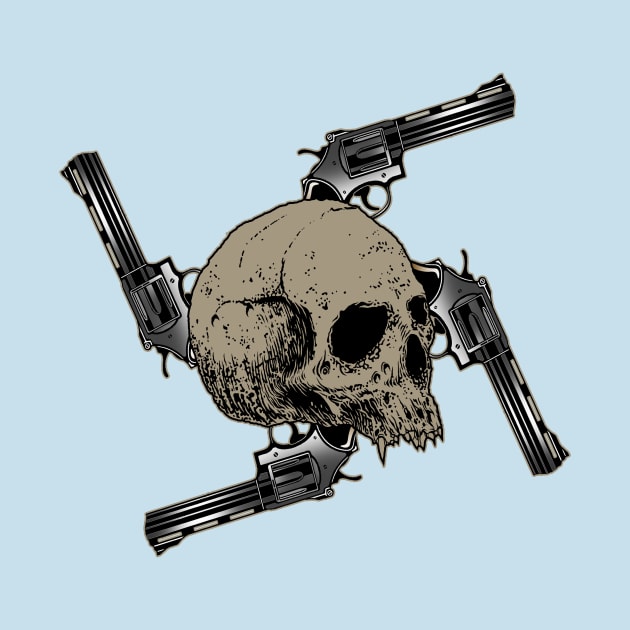 drawing gun and skull by HornArt