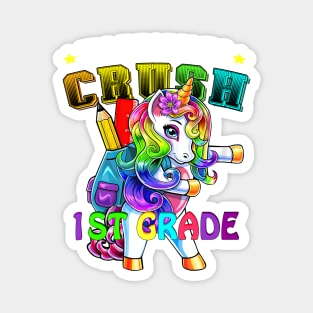 Kids Ready To Crush 1st Grade Unicorn Dab First Day School Girls Magnet