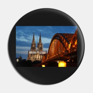 Cologne Cathedral, Dom, Hohenzollern Bridge, dusk, Cologne, Germany Pin