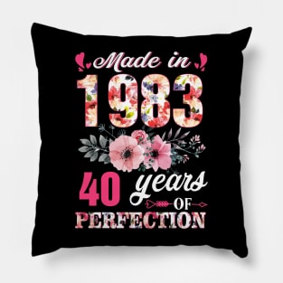 Made In 1983 Floral 40 Years Of Being Perfection Pillow