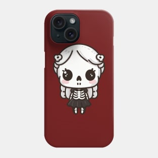 Cute Skeleton Girl In Kawaii Style | Kawaii Skeleton Design for Halloween Tee Phone Case