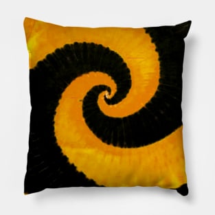 Spiral Golden Yellow Black Tie Dye Pillow