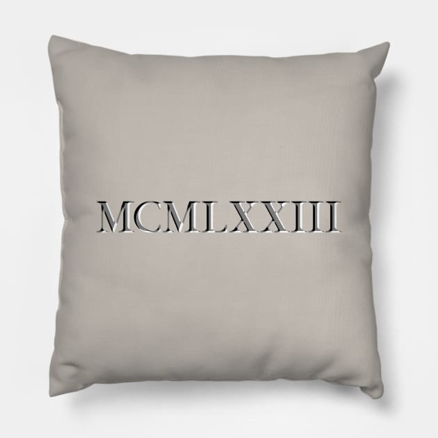 Roman Numeral 1973 Pillow by GloopTrekker