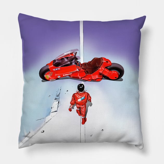 Shotaro Kaneda and his bike 01 Pillow by Lucile