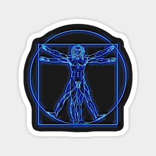 Vitruvian Man Neon Design Magnet