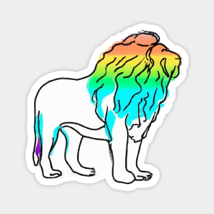 Cute Color Gradient Lion Shape Outline Drawing Magnet