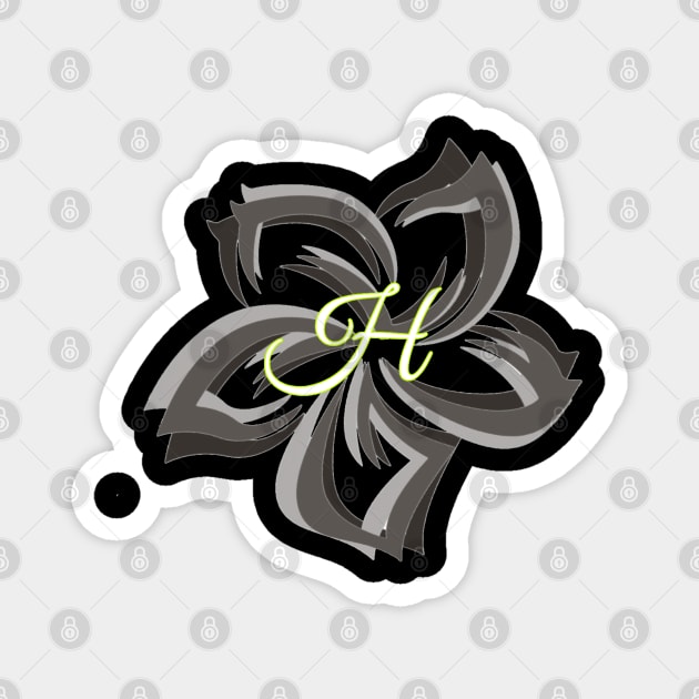 letter H on a tribal plumeria Magnet by junochaos