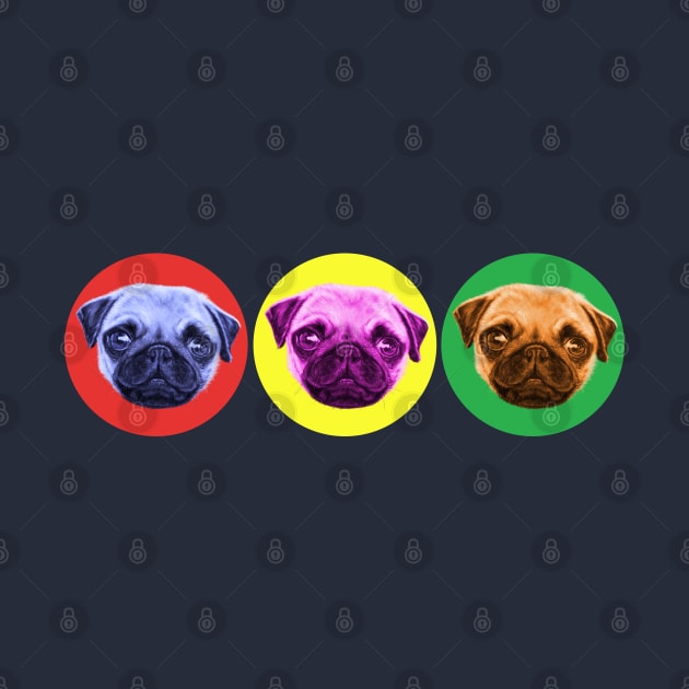 Pop Art Pug Trio by brodyquixote