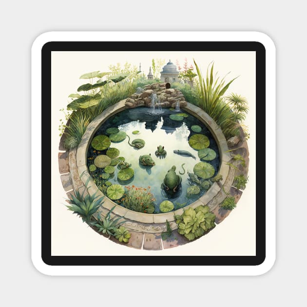 Frog Pond Watercolor Magnet by Abili-Tees