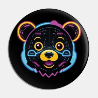 neon cyberpunk bear Pin