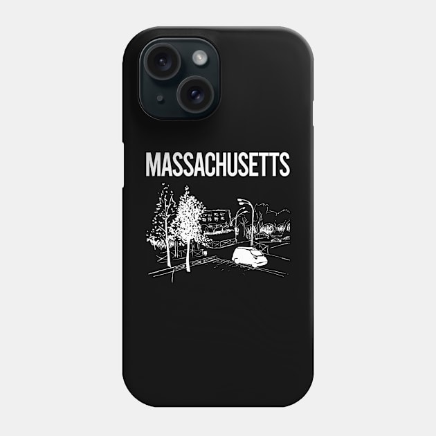 Cityscape Sketch Massachusetts Phone Case by flaskoverhand