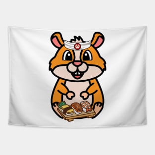 Funny Hamster is a sushi chef Tapestry