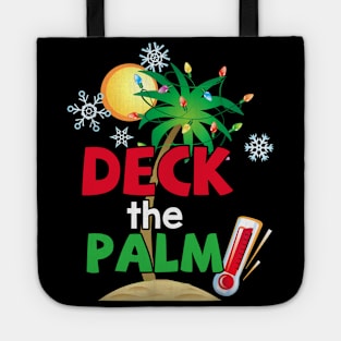 Deck the Palms Christmas in July Summer Beach Vacation Xmas Tote