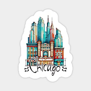 Vibrant Chicago Theater Graphic Tee | Gift for Chicago Lover | Light Magnet