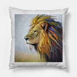 Portrait of a wild lion Pillow