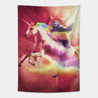 Epic Space Sloth Riding On Unicorn Tapestry